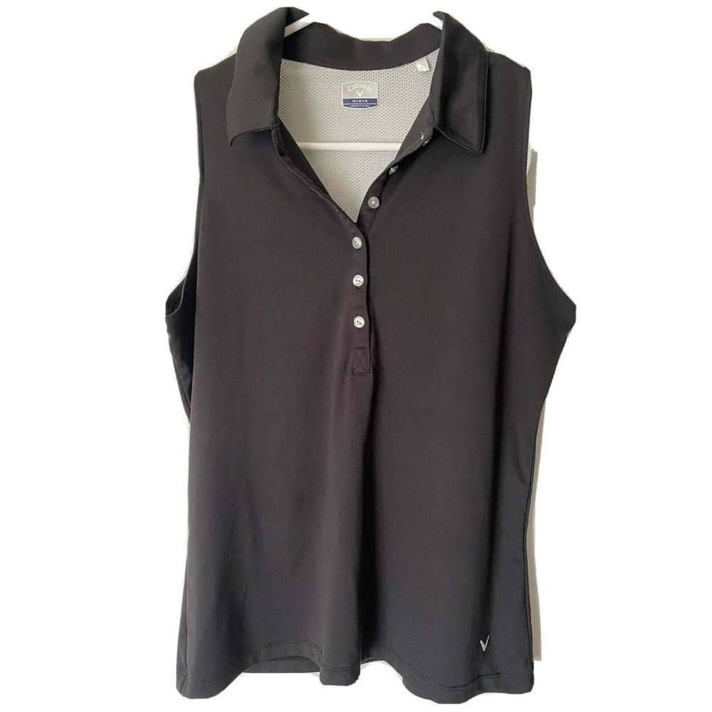 CALLAWAY Womens Sleeveless Golf Shirt Size Medium Black Gray Tank